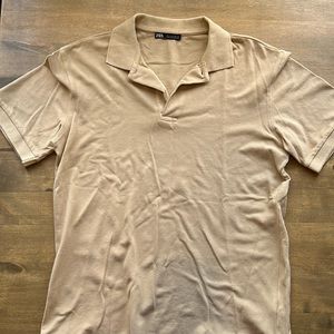 Zara Tan Short Sleeve Polo Shirt